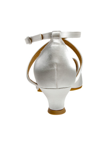 107 Diamant - Chaussure de danse en V en satin blanc, semelle confort à talon 4cm