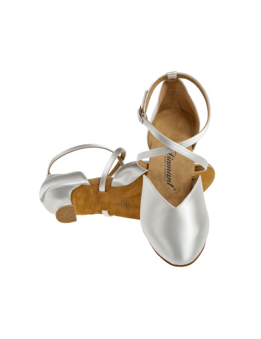 107 Diamant - Chaussure de danse en V en satin blanc, semelle confort à talon 4cm