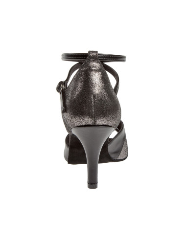 141 Diamant - Chaussures de danse en cuir noir et nubuck pailleté talons fin 7,5cm