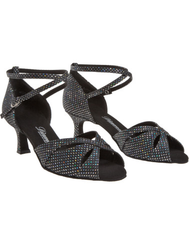 141 Diamant - Chaussures de danse en tissu noir pailleté à talons évasé de 5cm
