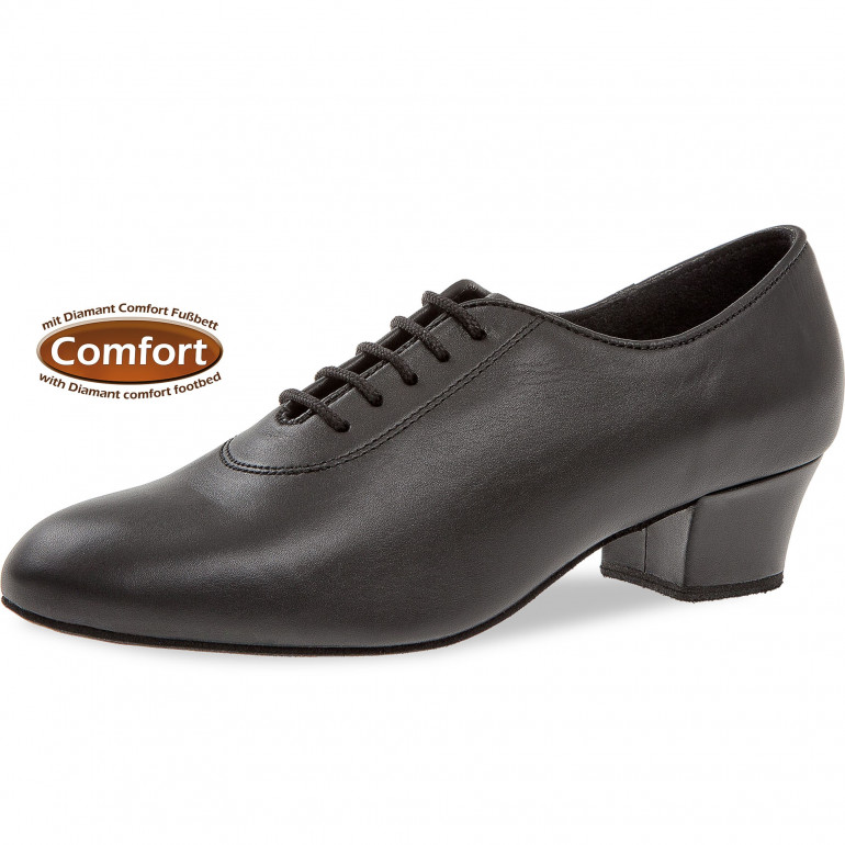 093 Diamant - Chaussures de danse femme en cuir noir à talons cubain 3,7cm