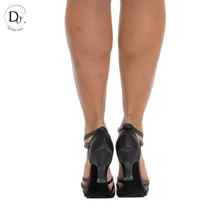 Luccia - Chaussures de danse à lanières en satin noir - Dansez-Vous?