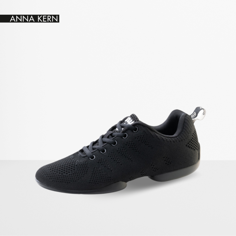 Baskets pour femme bi-semelle en tricot mesh de couleur noir - Anna Kern