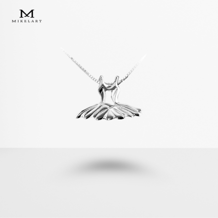 MK-037 - Pendentif ballerine "petit tutu" en argent - Mikelart