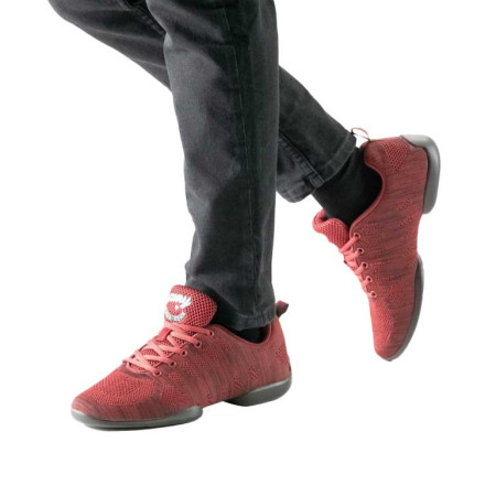 Baskets noir et rouge pour homme en tricot mesh  - Anna Kern