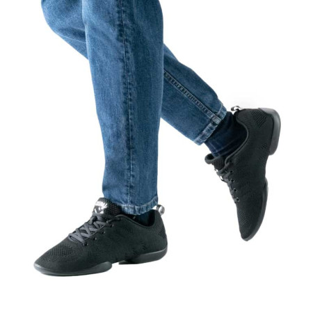 Suny - Basket pour femme bi-semelle en tricot mesh et coloris noir