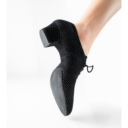 Chaussures de danse en daim imprimé et brocart noir - Runa - Werner Kern